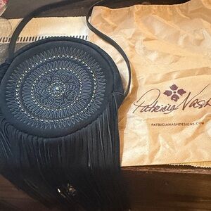 Patricia Nash Black Fringe Crossbody Bag